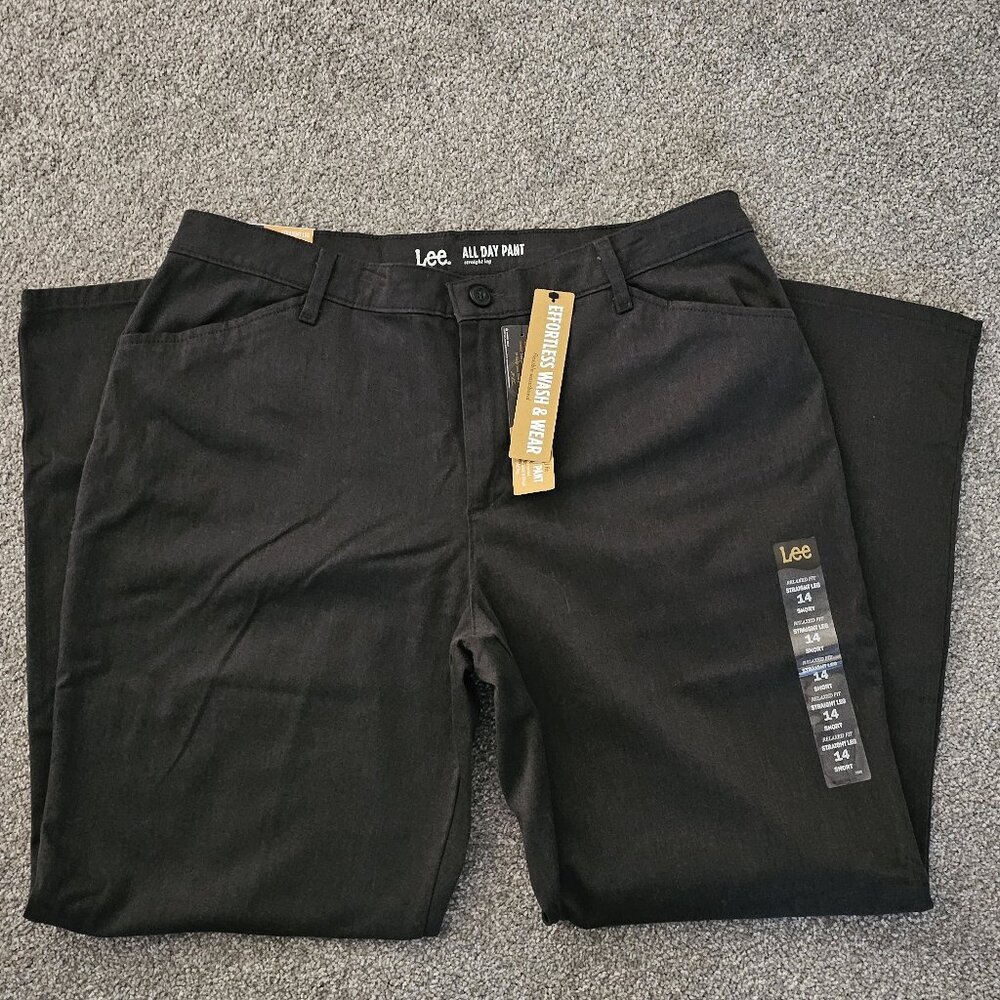 women LEE all day PANT charcoal heather SPANDEX straight let FLEXIBLE